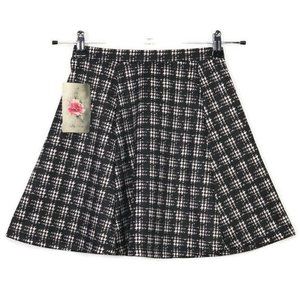 Lily Rose Scuba Skater‎ A-Line Skirt Black White Stretch XS